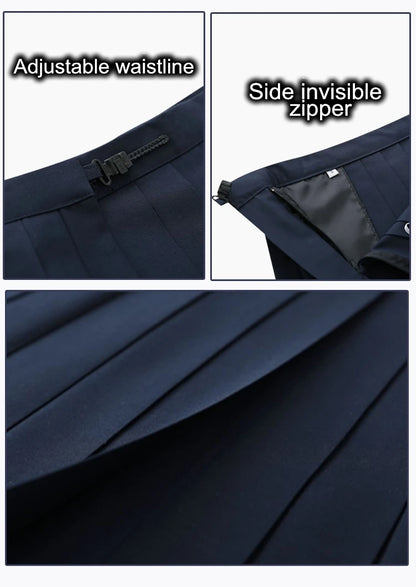 65cm longuette JK Uniform Sets Japanese Women girls uniform dark blue Short/long Sleeve School Uniforms Sailor Pleated Skirt