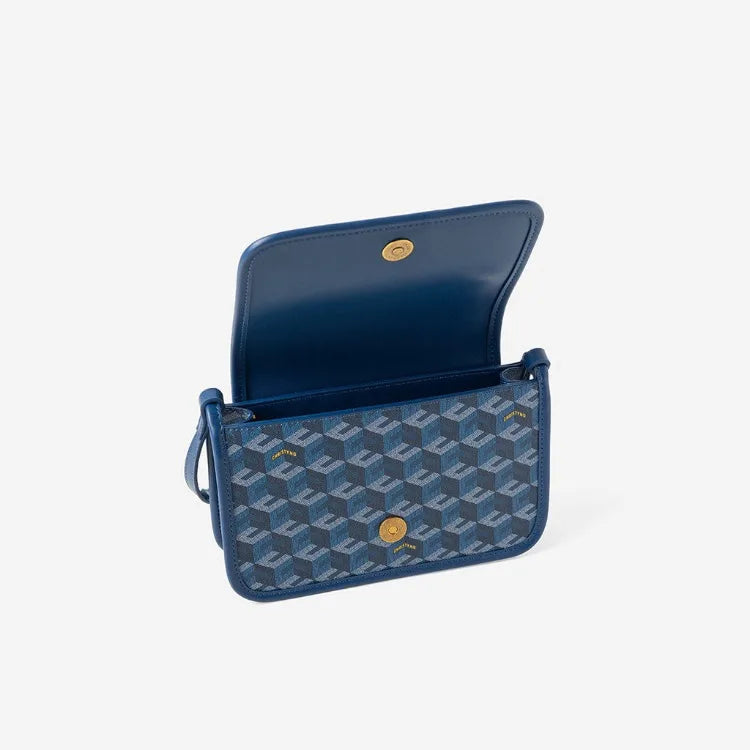 Luxury Monogram Messenger Bag Women Geometric Print 3D Cube Coated Canvas Crossbody Bag Classic Versatile Elegant Shoulder Bag