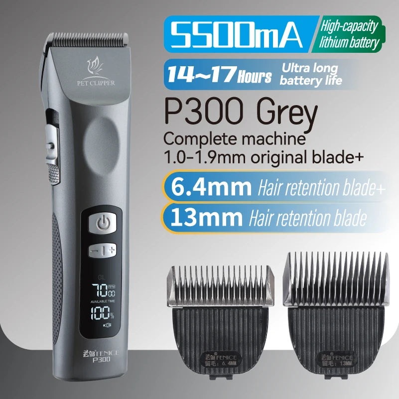 Fenice Cordless Rechargeable Pet Clipper Low Noise Professional Pet Hair Cutting Machine Grooming Trimmer Shaver Kit for Animals