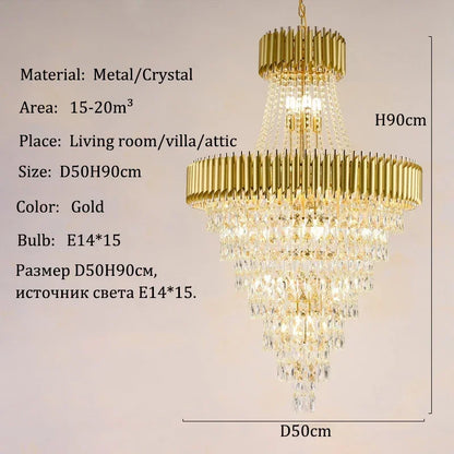 Luxury Crystal Chandeliers Home Villa Duplex  Attic Living Room Lighting Loft Decoration Indoor Pendant Lights Fixtures