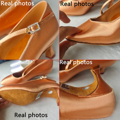 Women New Modern Dance Shoes Girls Standard Dancing Shoes High Heeled Ballroom Latin Dance Shoes for Women 5cm Heels