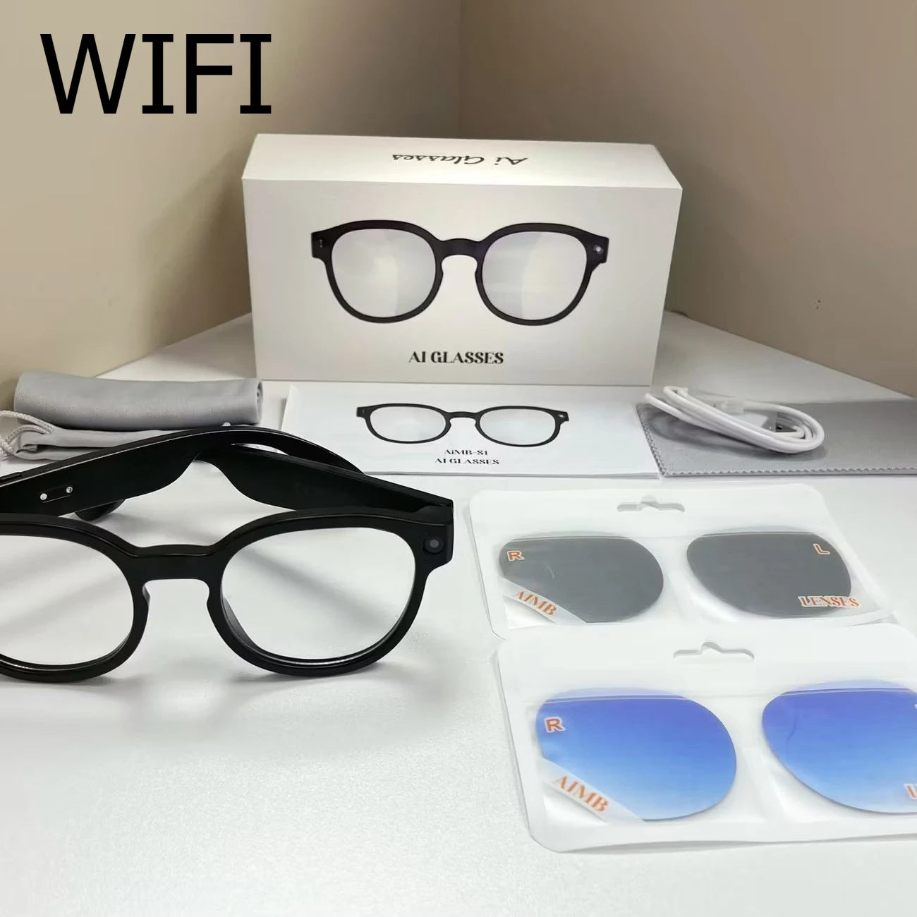 Smart AI Glasses 8MP HD 4K Shooting Camera Photo Video Voice Call Translation Waterproof Bluetooth AI Motorcycle Glasses