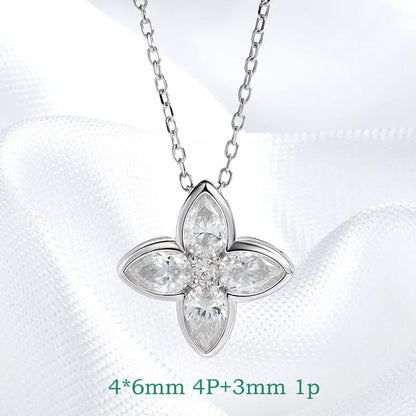QIBAOKU Pear Cut 4*6mm Moissanite Necklace Pendant for Women Classic 5 Gems Jewelry S925 Sterling Silver Plated 18K Chain 2026