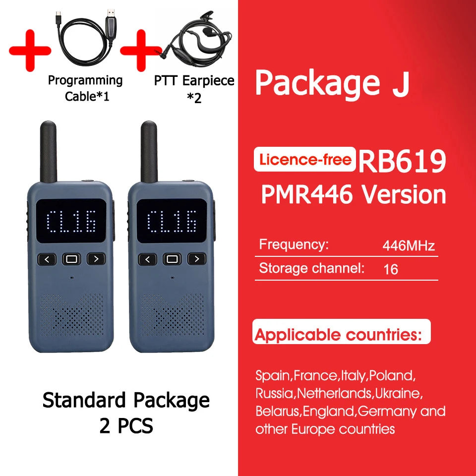 Retevis RB619 Mini Walkie Talkie PMR446 Professional Walkie Talkies Long Range Portable Radio for Restaurant BLE Radio PTT Hotel