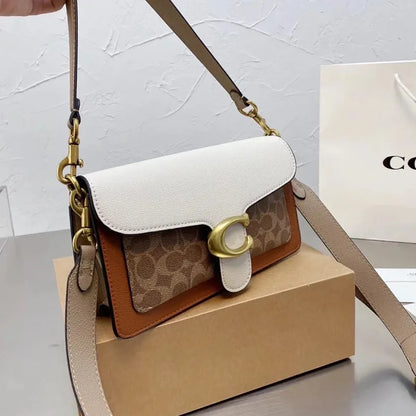 Luxury C Buckle Tabby Shoulder Bag Women Vintage Print Leather Underarm Bag 2 Removable Straps Crossbody Small Square Handbag La