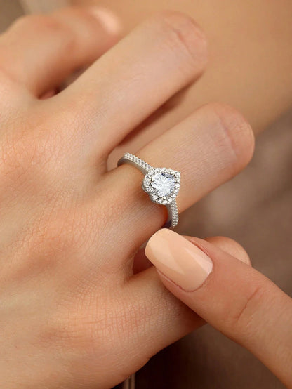 Gorgeous Zircon Romantic Love Heart Ring for Women Engagement Wedding Real 925 Sterling Silver Luxury High Quality Fine Jewelry
