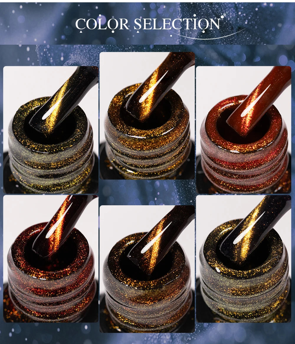 7.5ml Golden Light  Magnetic Gel Golden Gems Magnetic Gel Nail Polish Cat Nail Sparkling Glitter Semi Permanent Varnish