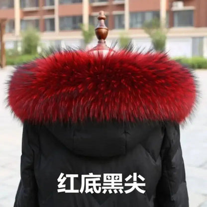 Raccoon Fur Collar Real Fur Down Jacket Parka Fur Collar Natural Fur Hood Trim Fur For Women Warm Wraps Furry Fur Scarf for Coat