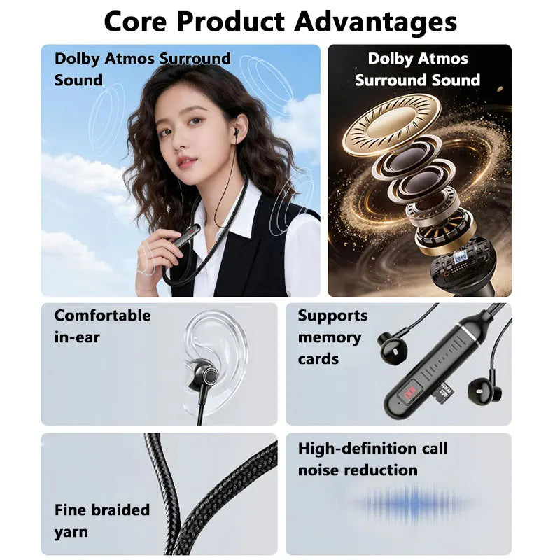 Neck-mounted Bluetooth Headphones Bluetooth 5.4 Low-latency For Gaming And Music Dual-mode Card Slot TF Card Headphones NEW