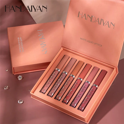 6Pcs/Box Makeup Lipstick Liquid Set Velvet Matte Gloss Lip Red Lipstick Nude Women Long Lasting Waterproof Beauty Cosmetic Kit