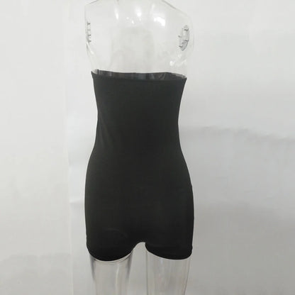 Bangniweigou White Strapless Tube Playsuit Spring Autumn High Stretchy Off Shoulder Tight Short Jumpsuit Casual Catsuit Shorts