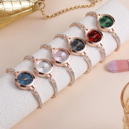 New Women's Quartz Watches Water Diamond Female's Wristwatch Small Dial Slim Adjustable Jewelry Girl Watch Bracelet