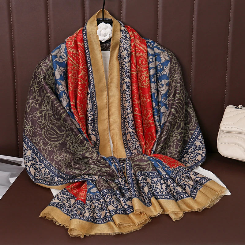 New Paisley Cotton Pashmina Shawl Lady Wrap Warm Winter Scarves Autumn Design Print Female Foulard Beach Stoles Luxury Scarf