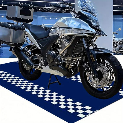 VIKAMA Blue Motorcycle Track Rug Racing Pattern Anti-Fouling Mat Non-Slip Garage Floor Mat Sports Style Car Repair Pad