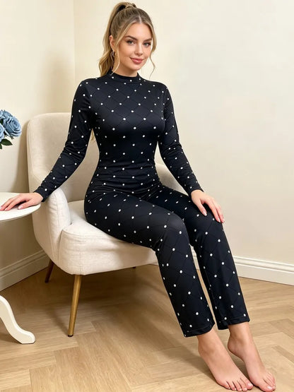 Plus Size Jumpsuits XL-4XL Spring Autumn Rompers Overalls Women's Polka Dot Jumpsuit Casual Fashion Long Sleeve Jumpsuits