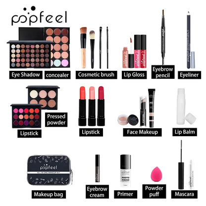 Professional Makeup Set Full Makeup Kit Eye Shadow Blush Foundation Face Powder Makeup Case Korean Cosmetic Christmas Gifts