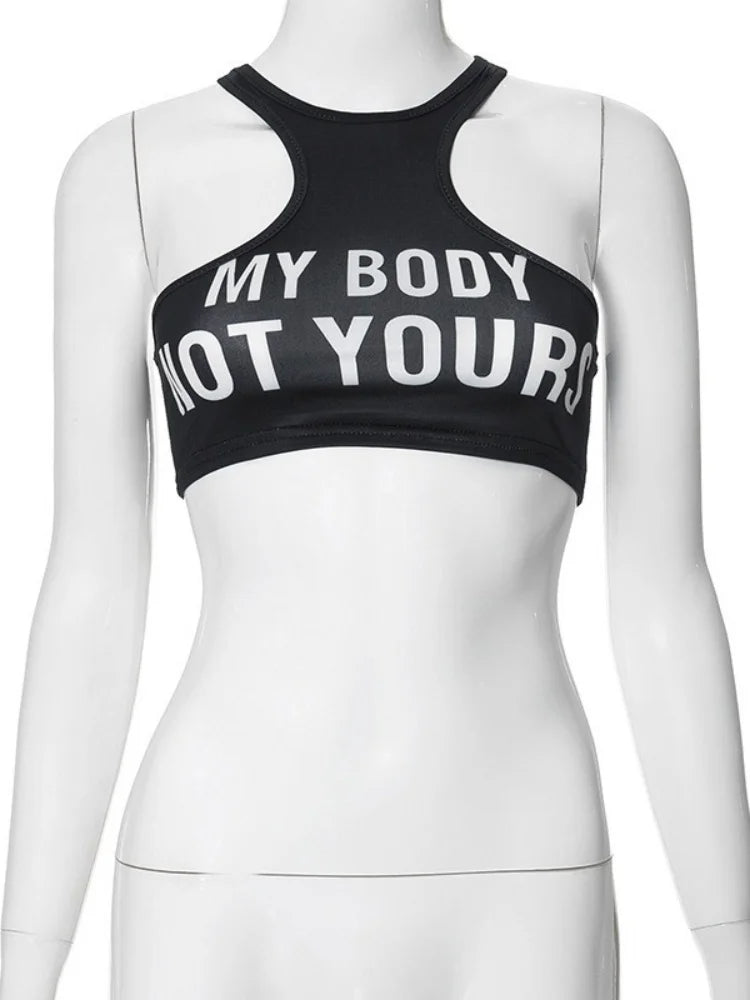 Summer Fashion Sexy Clashing Colors Women Clothing Casual Slim Hollow Round Neck Sleeveless Tank Top Women Monogram Y2k Top