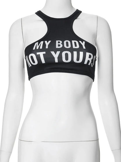 Summer Fashion Sexy Clashing Colors Women Clothing Casual Slim Hollow Round Neck Sleeveless Tank Top Women Monogram Y2k Top