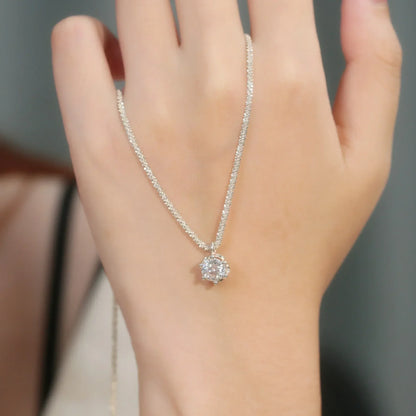 FEOBUR 1/2CT Sparkling Moissanite Necklace for Women Real S925 Silver Chains Diamond Pendant Female Wedding Trend Jewelry Gift