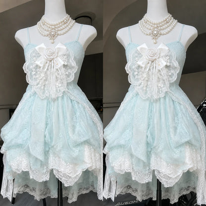 Lace Purple Dot Mini Dress Women Floral Dress Elegant Casuak Y2k Boho Kawaii Vintage One Piece Dress Korean Fashion Vintage Chic