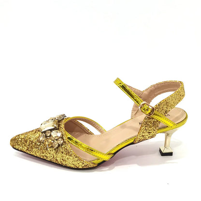 Venus Chan 2022 Nigerian Fashionable Silver Color Peep Toe Shoes Matching Bag Set For Royal Ladies Wedding Party Sandal
