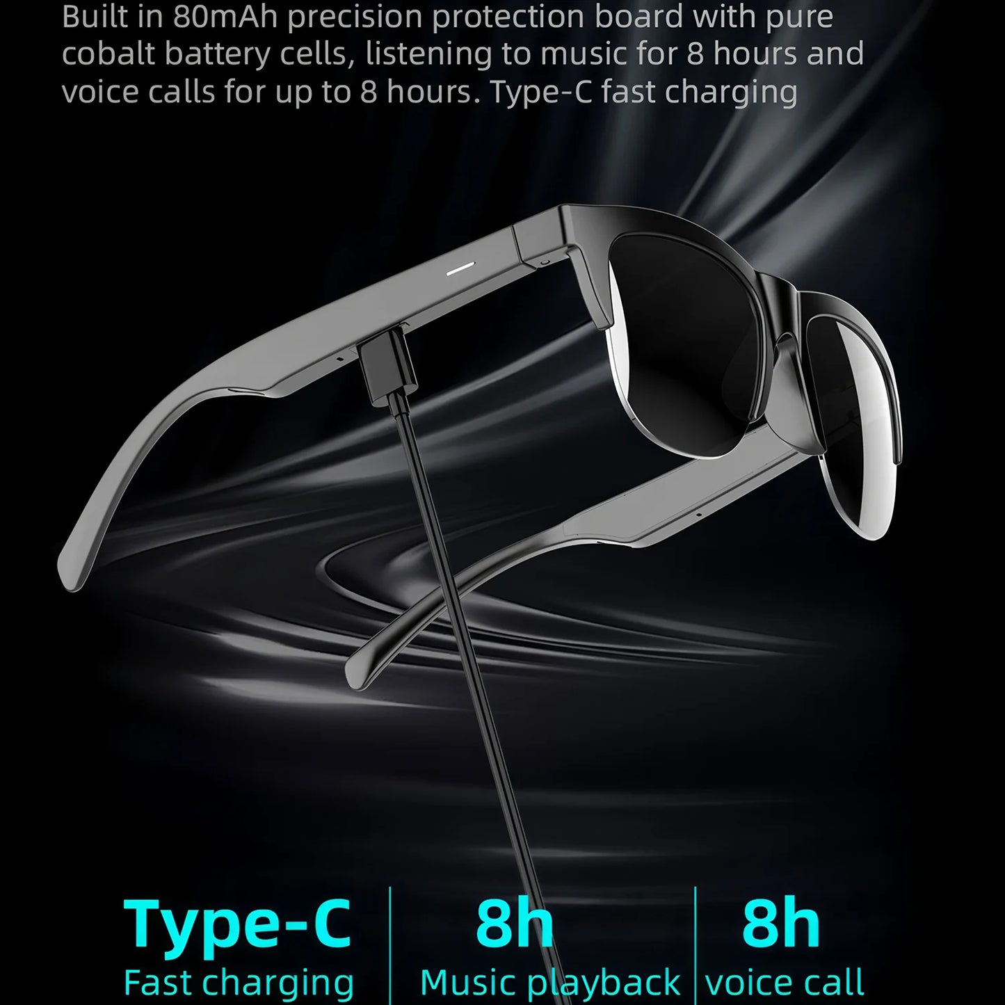TWS Bluetooth Headphones Smart Glasses Binaural Music Touch Earphones With Microphone Audio Sunglasses Call for All Smartphone