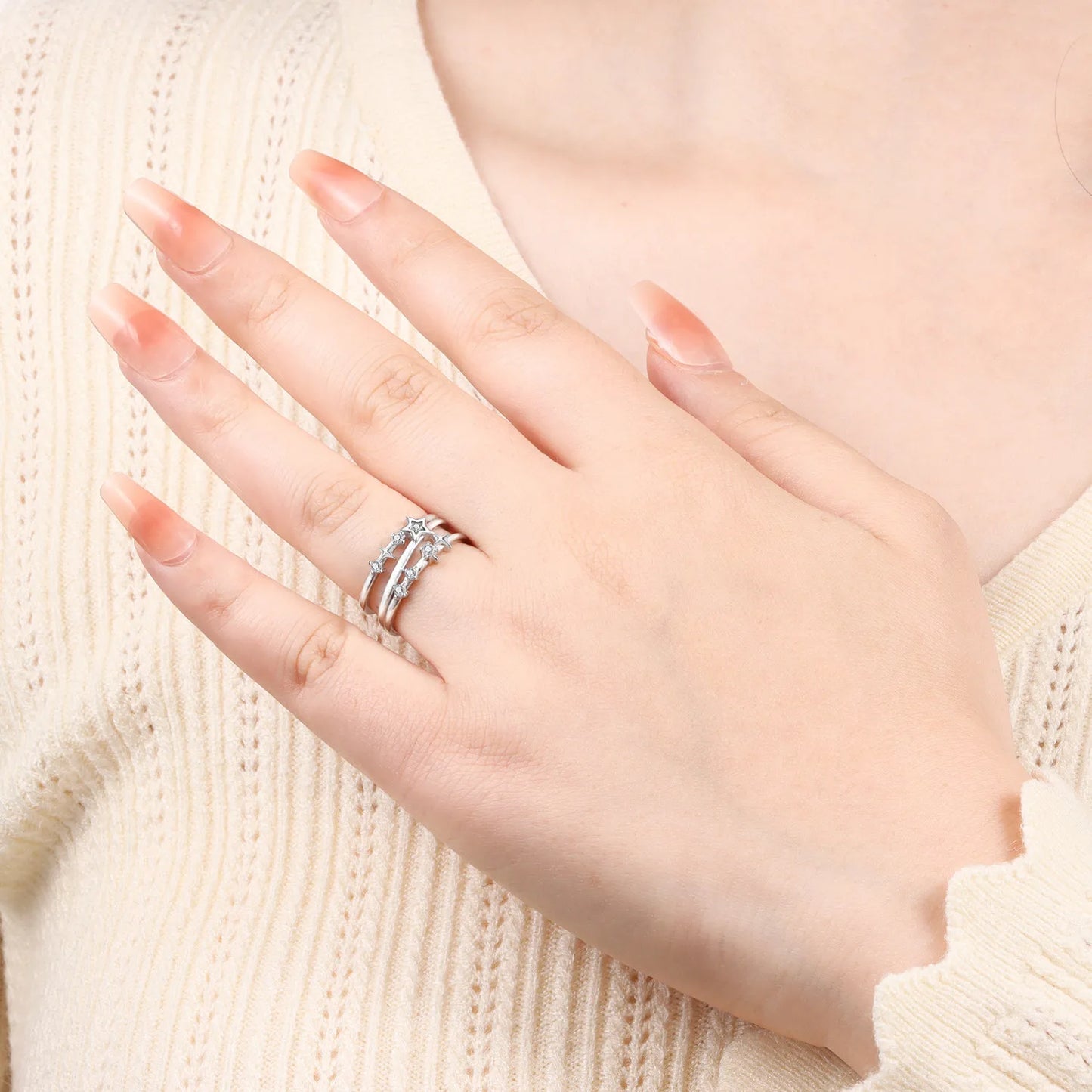 925 Sterling Silver Three-Ring Stackable Ring for Women Simple Fashion Design Fine Jewelry Perfect for Birthday Party Gift 2026