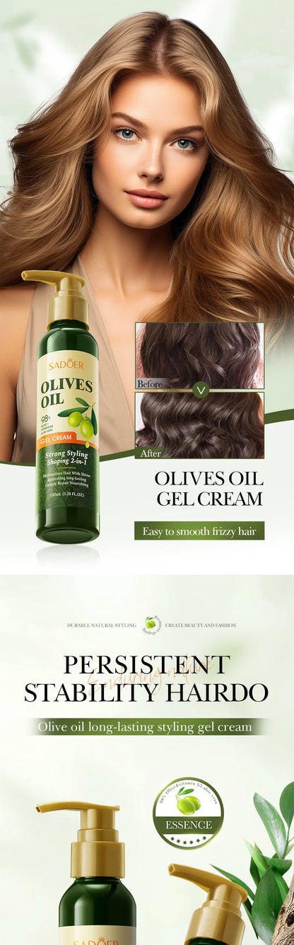 SADOER Olive Oil Hair Styling Wax Gel - Strong Hold, Natural Shine, Volumizing, Non-Greasy for Men & Women