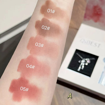 QIBEST 6Pcs/Box Matte Lipstick Sets And Mirror Watery Lip Glaze Lasting Lip Makeup Sets Moisturizing Lipgloss Necklace Gift