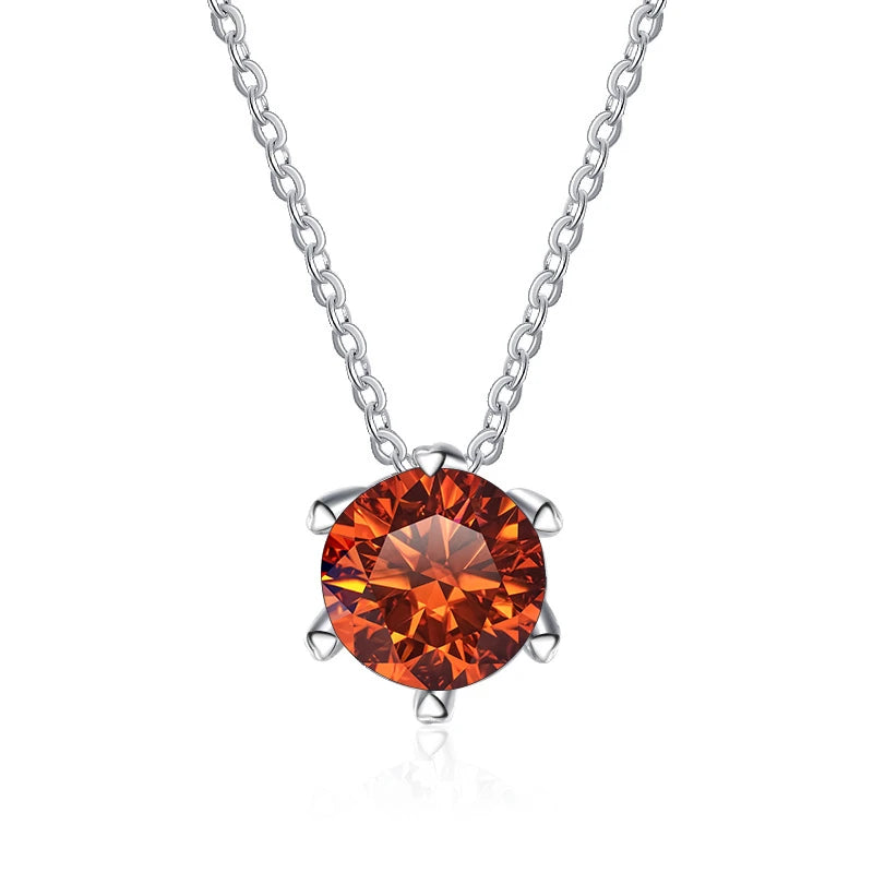 JoyceJelly 1CT VVS D Moissanite Necklace For Women Six Prong Simulated Diamond Pendant 925 Sterling Silver Wedding Fine Jewelry