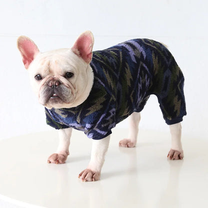Multi Colors Winter Thick Furry Dog Clothing 4 Legged Fat Dog French Bull Sweatshirts Full Cover Pet Puppy Jumpsuit