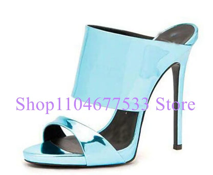 Fashion Stiletto Heel Lady Slipper Sandals Luxury Champagne Gold High Heels Sandals Shoes Woman Large Size Casual Sandals