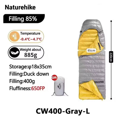 Naturehike Camping Sleeping Bag CW400 CW700 CW1000 Duck Down Sleeping Bags Ultralight Outdoor Hiking Waterproof Sleeping Bags