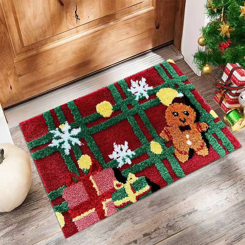 VIKAMA Christmas Santa Rug Happy New Year Red Mat Cozy Floor Rug Entryway Bedroom Living Room Non Slip 2027 Christmas Home Decor