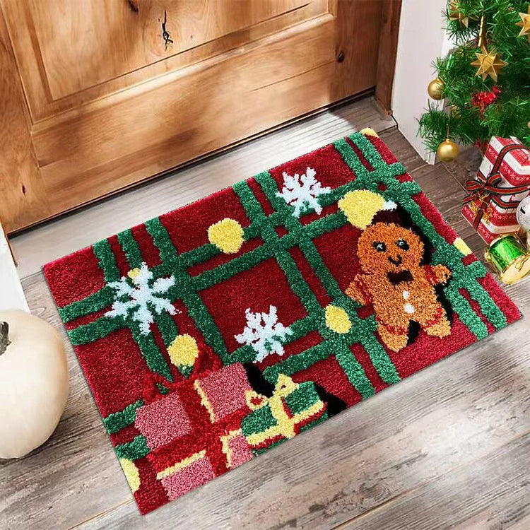 VIKAMA Christmas Santa Rug Happy New Year Red Mat Cozy Floor Rug Entryway Bedroom Living Room Non Slip 2027 Christmas Home Decor