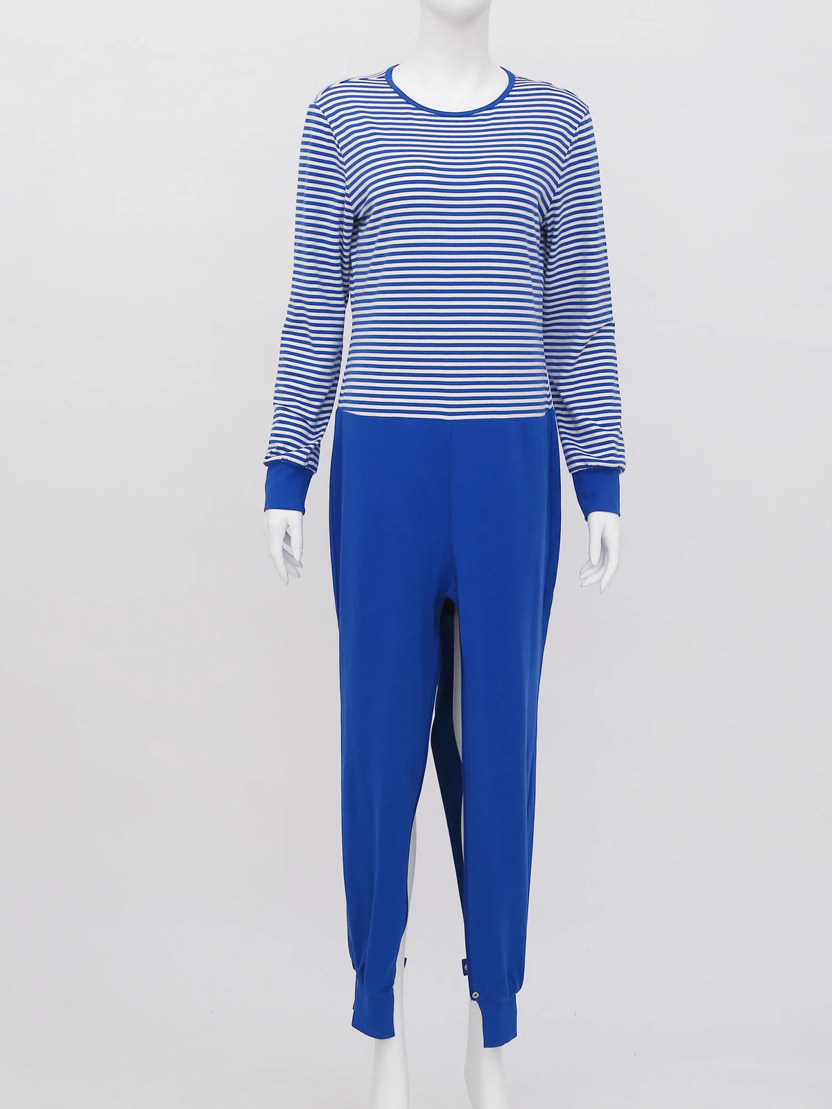 Women Elderly Alzheimer Nursing Jumpsuit Special Need Adaptive Clothing Long Sleeve Back Zipper Anti-strip Stripe Rompers Pajama