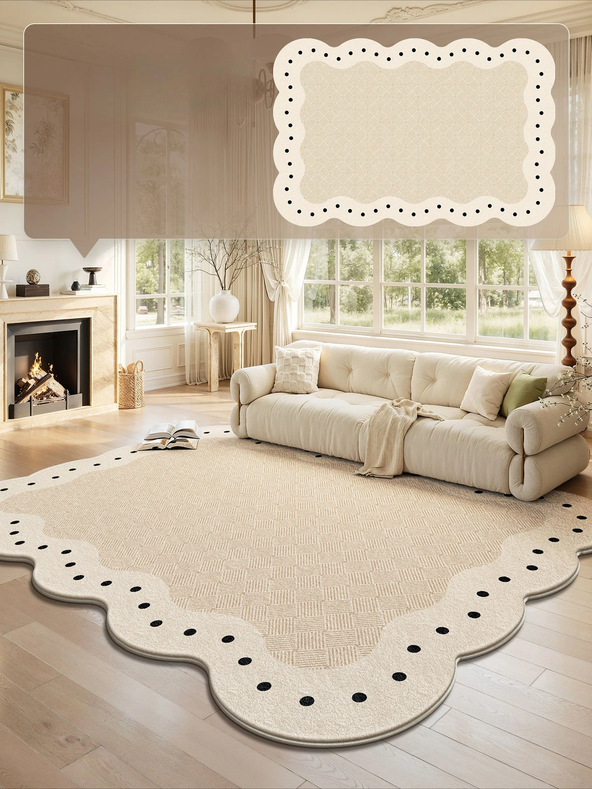 Cream Style Rugs for Bedroom Large Area Living Room Decoration Plush Carpet Irregular Thick Lounge Floor Mat Fluffy Soft Rug