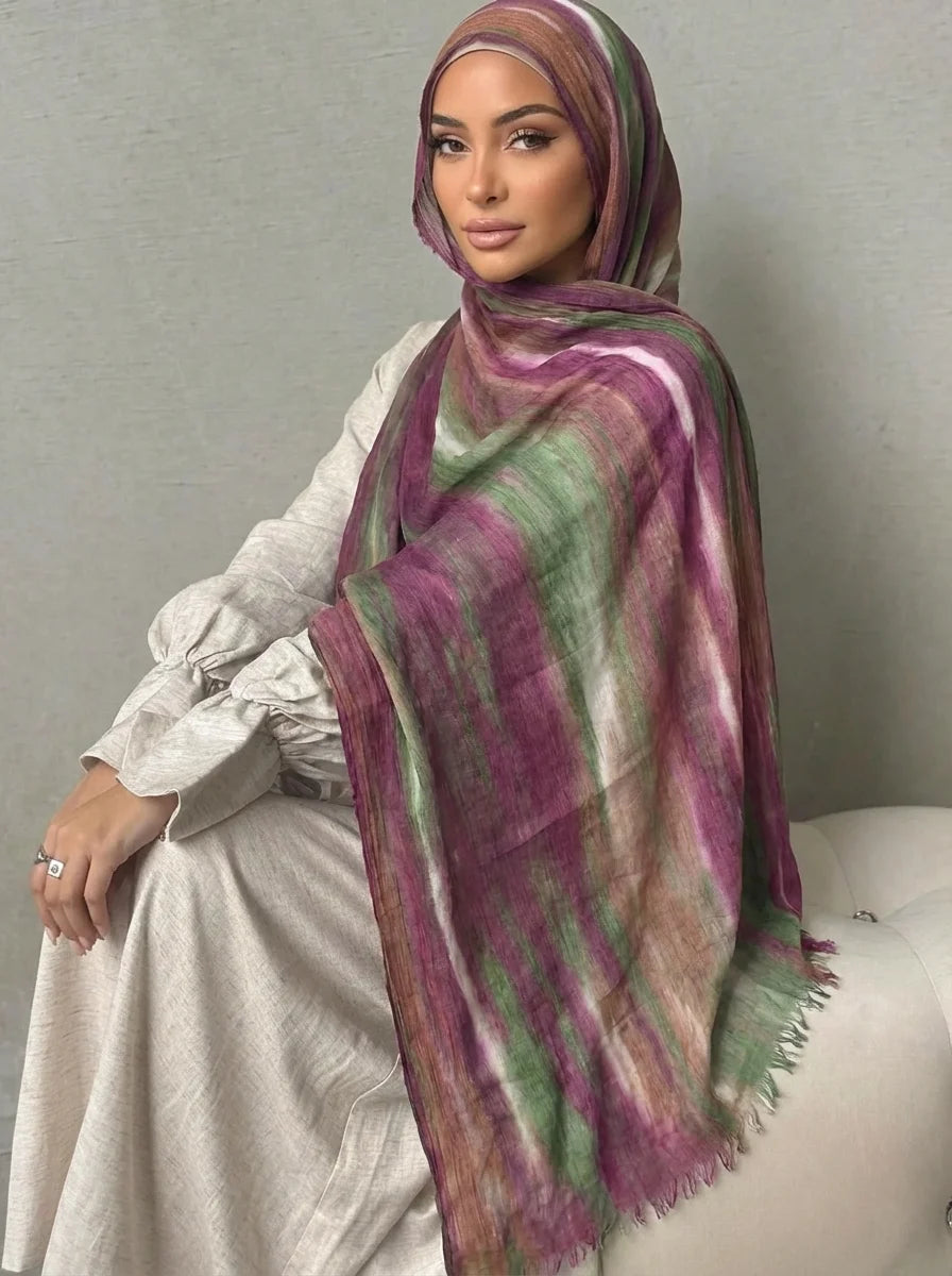 Women Big Size Plain Solid Cotton Rayon Crease Hijab Scarf Lady High Quality Wraps and Shawls Musulman Headband Islamic Turban