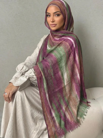 Women Big Size Plain Solid Cotton Rayon Crease Hijab Scarf Lady High Quality Wraps and Shawls Musulman Headband Islamic Turban