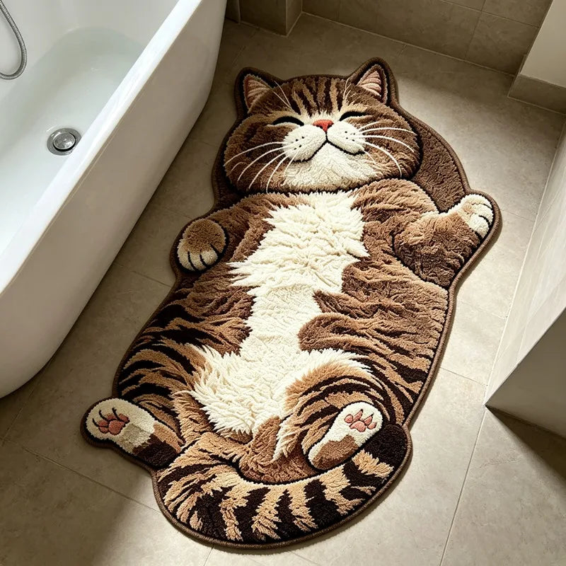Cute Tabby Cat Pattern Rug Fashion Fun Atmospheric Bedroom Bedside Rugs Home Decor Living Room Carpet Soft Washable Floor Mat