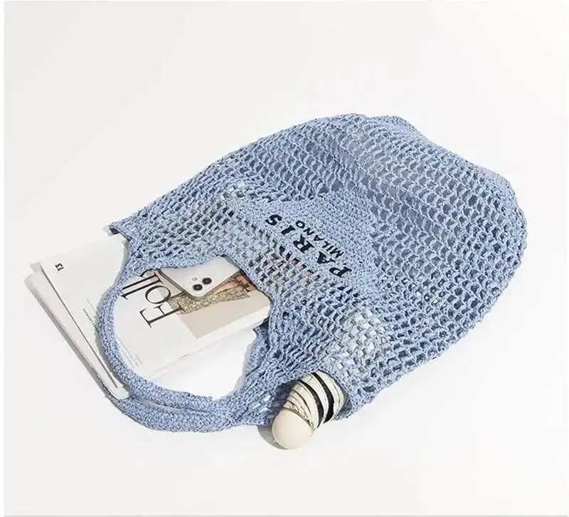 2024 Luxury Design Women Plaited Raffia Straw Bag Large Capacity Casual Tote Handbag Hollow Summer Beach Vacation Shoulder Bag