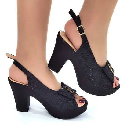 Newest Coming Pointed Toe Italian Design Italian Women Shoes Matching Bags in Silver Color for Wedding Nigerian Ladies Sandals