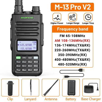 BaoFeng M 13 Pro Walkie Talkie AM FM Radio Wireless Copy Frequency Type-C Charger Long Range UV K5 Ham Two Way Radio
