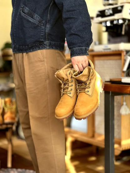 Casual Men Ankle Boots Lace Up Round Toe Cow Suede Leather Patchwork Canvas High Top Shoes Workwear Boots Hard Wearing Footwear