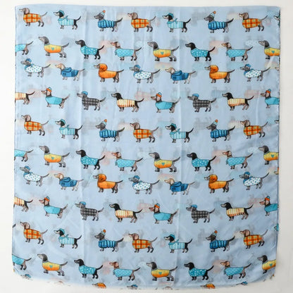 Cozy Dachshund Dog Cat Pattern Viscose Shawl for Women - 180x90Cm Fringe Detail Breathable Thin Wrap Scarves Autumn/Winter Snood