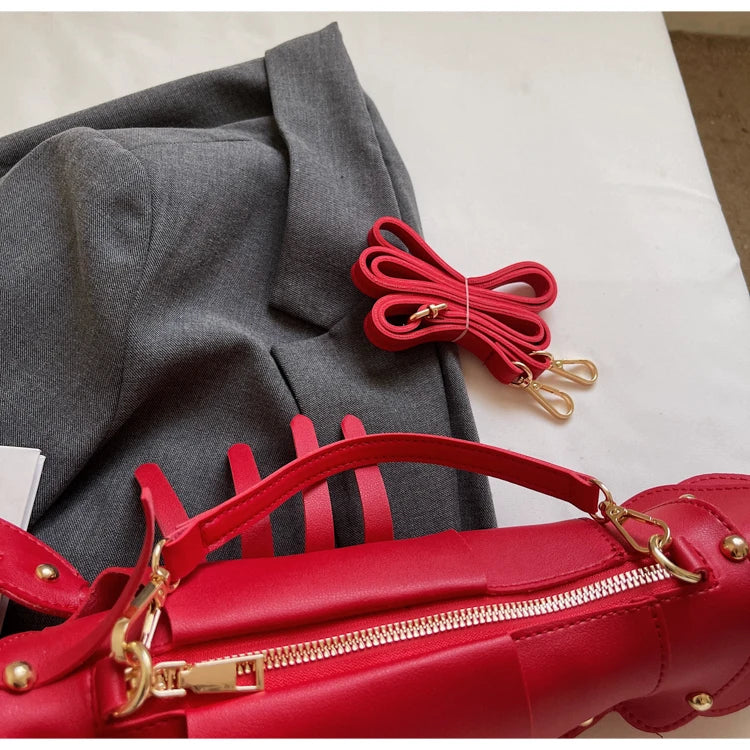 PU Zipper Commuting Crossbody Bags Lobster Shape Niche 2025 High Quality Ladies Bags Solid Color Rivet Fashion Shoulder Bags