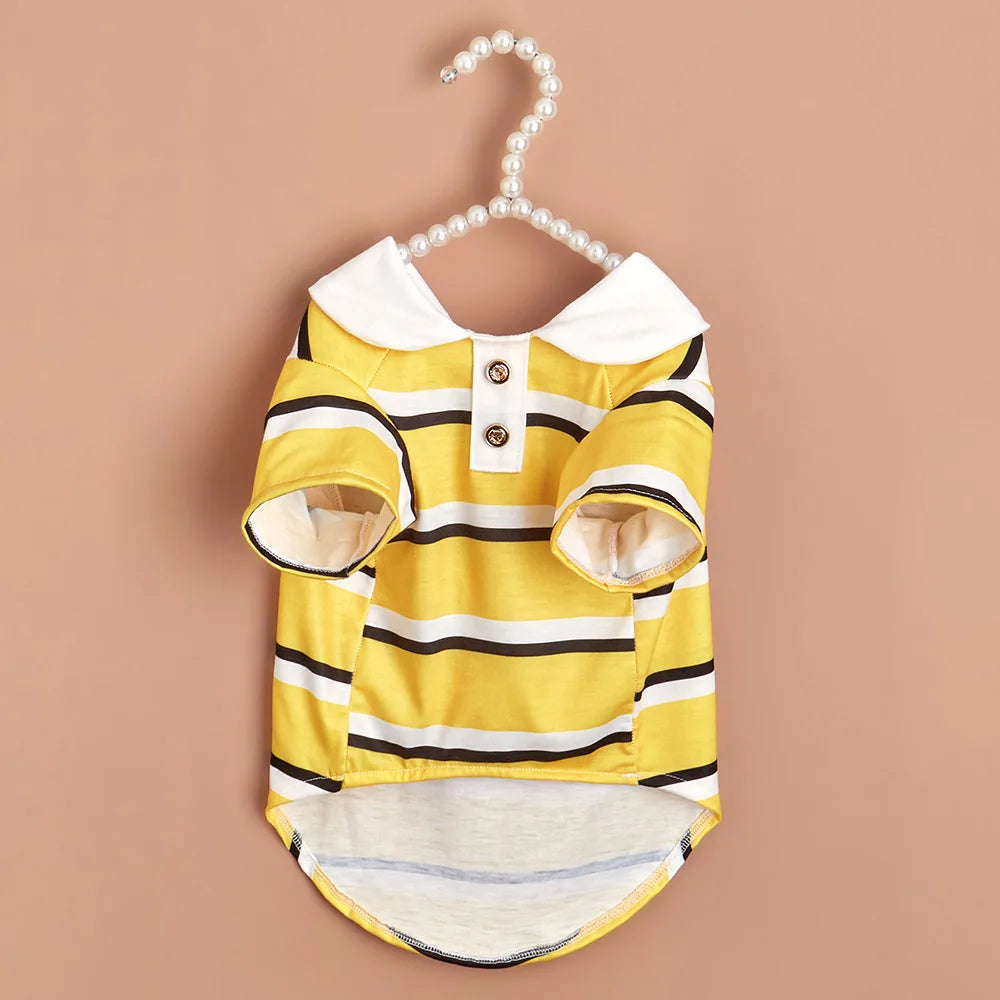 Sport Stripe Puppy Dog Polo Shirt Spring Autumn Pet Clothes for Small Dogs Schnauzer Maltese Bichon Pullovers Mascotas Clothing