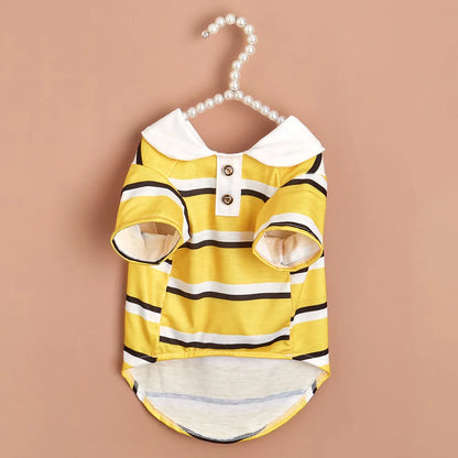 Sport Stripe Puppy Dog Polo Shirt Spring Autumn Pet Clothes for Small Dogs Schnauzer Maltese Bichon Pullovers Mascotas Clothing
