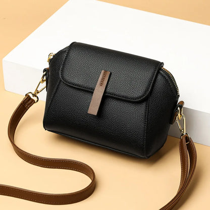 Genuine Leather Women Crossbody Bag Shoulder Bags Luxury Solid Color Cow Leather Handbag Elegant Female Messenger Bag