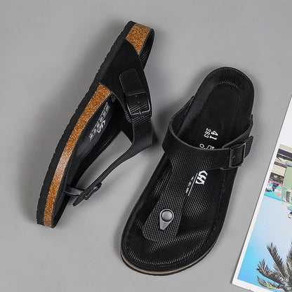 All-match Flats Beach Slippers Mens Thick Sole Men Cork Luxury Sandals Beach Vacation Comfort Shoes Slip on Flip Flops for Men